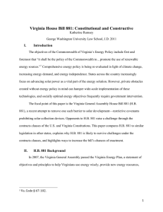 Virginia House Bill 881: Constitutional and Constructive I. Introduction
