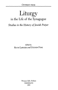 Liturgy in  the  Life  of the  Synagogue and