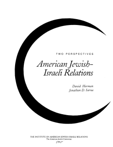 Jewish- Israeli Relations American David  Harman