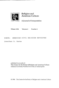• J Religion and American Culture:
