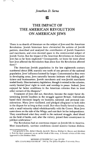 THE IMPACT OF THE AMERICAN REVOLUTION ON AMERICAN JEWS Jonathan