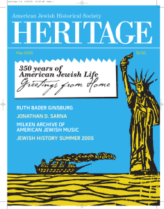 American Jewish Historical Society RUTH BADER GINSBURG MILKEN ARCHIVE OF AMERICAN JEWISH MUSIC