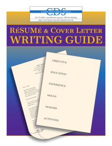 WRITING GUIDE RéSUMé &amp; Cover Letter OBJECTIVE