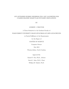 GPU-OPTIMIZED HYBRID NEIGHBOR/CELL LIST ALGORITHM FOR COARSE-GRAINED MOLECULAR DYNAMICS SIMULATIONS BY