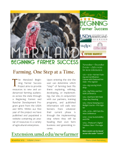 BEGINNING FARMER SUCCESS Farming. One Step at a Time. November—December Events—click events
