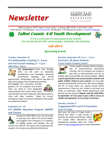 Newsletter Talbot County 4-H Youth Development