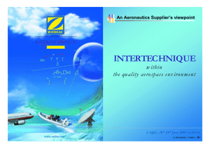 INTERTECHNIQUE within the quality aerospace environment An Aeronautics Supplier’s viewpoint