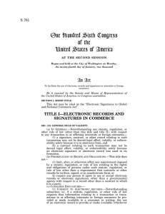 One Hundred Sixth Congress of the United States of America An Act