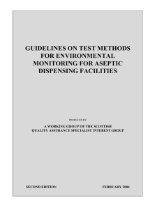 GUIDELINES ON TEST METHODS FOR ENVIRONMENTAL MONITORING FOR ASEPTIC DISPENSING FACILITIES