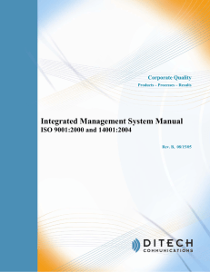 Integrated Management System Manual ISO 9001:2000 and 14001:2004 Corporate Quality