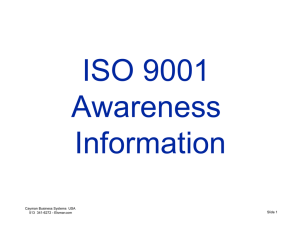 ISO 9001 Awareness Information Cayman Business Systems  USA