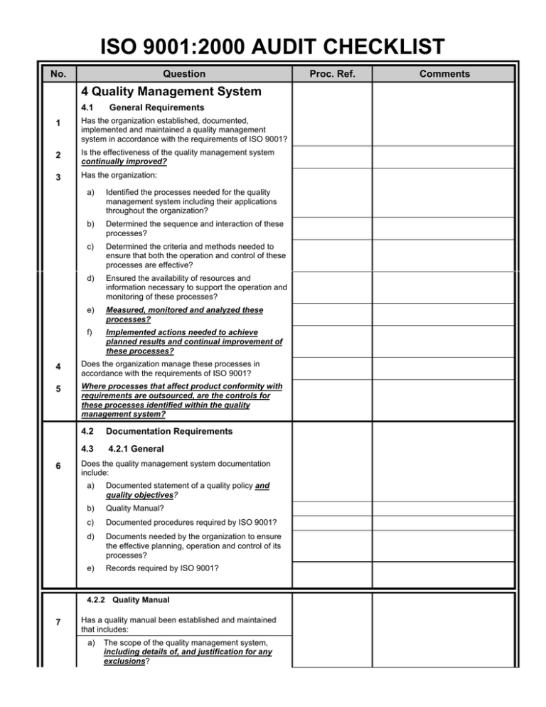 iso 90012015 internal audit checklist