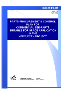 PARTS PROCUREMENT &amp; CONTROL PLAN FOR COMMERCIAL EEE-PARTS SUITABLE FOR SPACE APPLICATION