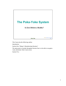 The Poka-Yoke System Is Zero Defects a Reality?