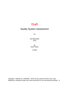 Draft Quality System Assessment