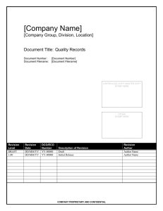 [Company Name] [Company Group, Division, Location]  Document Title:  Quality Records