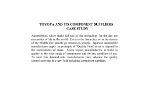 TOYOTA AND ITS COMPONENT SUPPLIERS – CASE STUDY