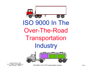 ISO 9000 In The Industry Over-The-Road Transportation