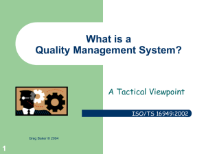 What is a Quality Management System? A Tactical Viewpoint 1