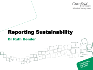 Reporting Sustainability Dr Ruth Bender