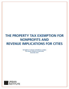 THE PROPERTY TAX EXEMPTION FOR NONPROFITS AND REVENUE IMPLICATIONS FOR CITIES