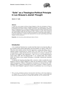 “Exile” as a Theologico-Political Principle in Leo Strauss’s Jewish Thought