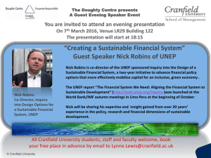 “Creating a Sustainable Financial System” Guest Speaker Nick Robins of UNEP