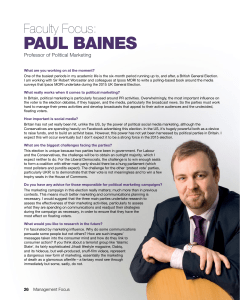 PAUL BAINES Faculty Focus: Professor of Political Marketing