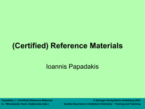 (Certified) Reference Materials Ioannis Papadakis