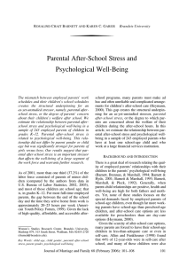Parental After-School Stress and Psychological Well-Being