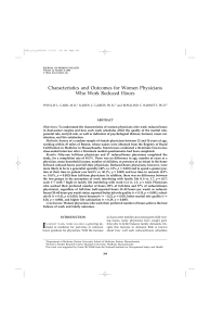 Characteristics and Outcomes for Women Physicians Who Work Reduced Hours