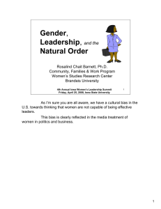 Gender Leadership Natural Order and the