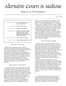 Alternative Careers in Medicine Report to Participants April, 2000
