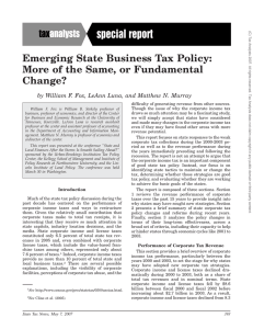 Emerging State Business Tax Policy: More of the Same, or Fundamental Change?
