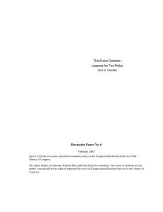 Discussion Paper No. 6 The Enron Debacle: Lessons for Tax Policy