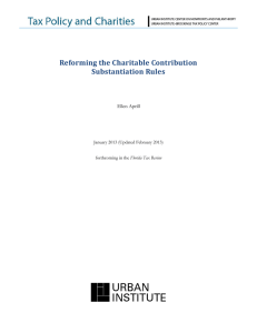 Reforming the Charitable Contribution Substantiation Rules Ellen Aprill