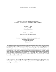 NBER WORKING PAPER SERIES THE NBER PATENT CITATIONS DATA FILE: