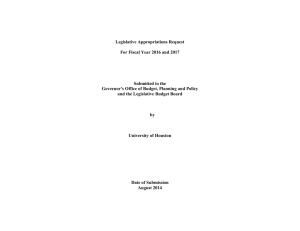 Legislative Appropriations Request For Fiscal Year 2016 and 2017 Submitted to the