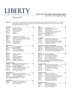 Liberty University Online Undergraduate Minors 2016-2017 Minor Completion Plans