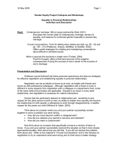 18 May 2005  Page 1 Gender Equity Project Colloquia and Workshops