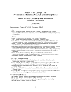 Report of the Georgia Tech Promotion and Tenure ADVANCE Committee (PTAC)