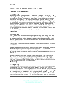 Gender Tutorial #3  updated Tuesday, June 13, 2006