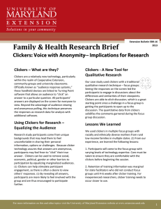 Family &amp; Health Research Brief Clickers – What are they? Qualitative Research