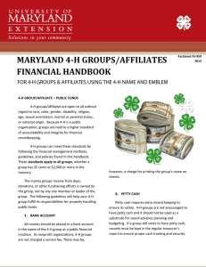 MARYLAND 4-H GROUPS/AFFILIATES FINANCIAL HANDBOOK