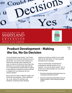 Product Development - Making the Go, No Go Decision