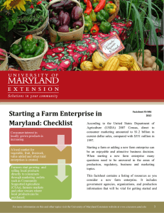 Starting a Farm Enterprise in Maryland: Checklist