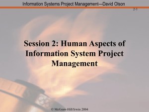 Session 2: Human Aspects of Information System Project Management