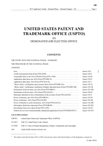 UNITED STATES PATENT AND TRADEMARK OFFICE (USPTO) AS DESIGNATED (OR ELECTED) OFFICE