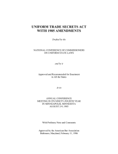 UNIFORM TRADE SECRETS ACT WITH 1985 AMENDMENTS