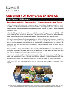 UNIVERSITY OF MARYLAND EXTENSION Cecil County 2015 Impacts